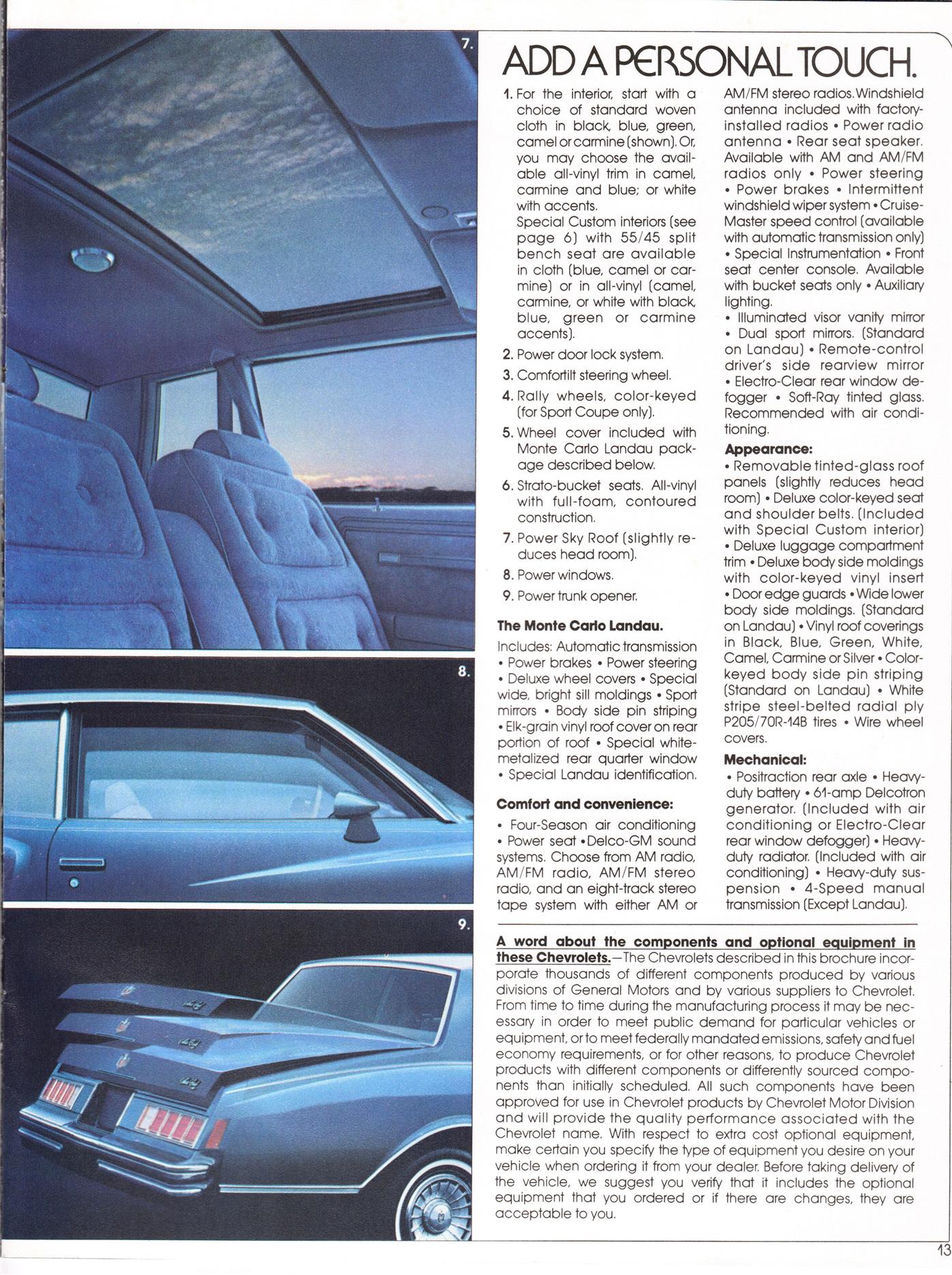 1978 Chevrolet Monte Carlo Brochure Page 1